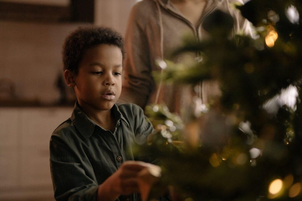 Flocked Artificial Christmas Trees for Healing and Growth